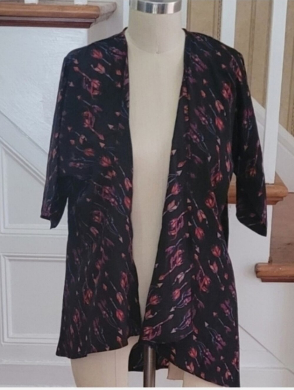 LULAROE Bianka Black Red Sweater Cardigan Size 3 Youth Fits Adult Size Small
